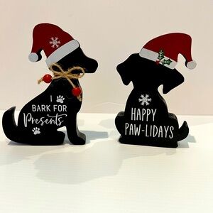Super Cute Christmas Dogs Wooden Blocks- Set of 2- NWT